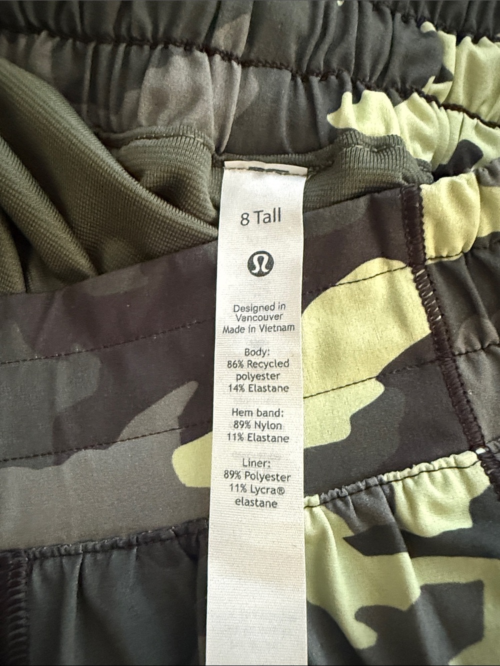 Lululemon Women’s Camo Athletic Shorts - Olive Camo 8 Tall - Picture 2 of 3